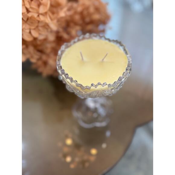 Candle in a Vintage crystal dish,  Vintage Decor - Picture 3 of 6